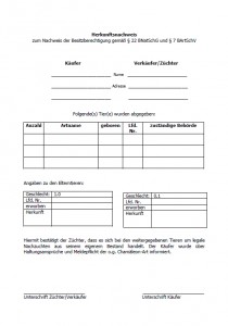 Beispiel für einen Herkunftsnachweis